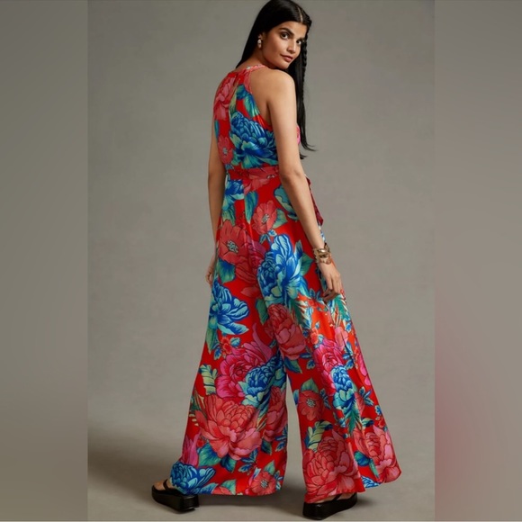 NWT Farm Rio Linen Halter Jumpsuit - Picture 2 of 12